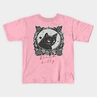 Black cat  Aesthetic Artwork Kids T-Shirt